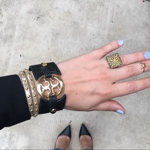 Tory Burch Leather Logo Bracelet